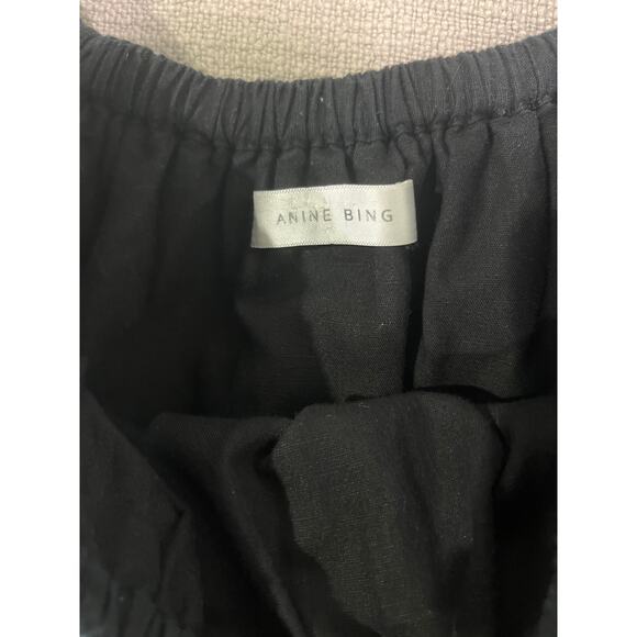 Anine Bing Flowy Off The Shoulder Black Cotton Linen Blend Mini Dress Sz XS - Picture 4 of 7